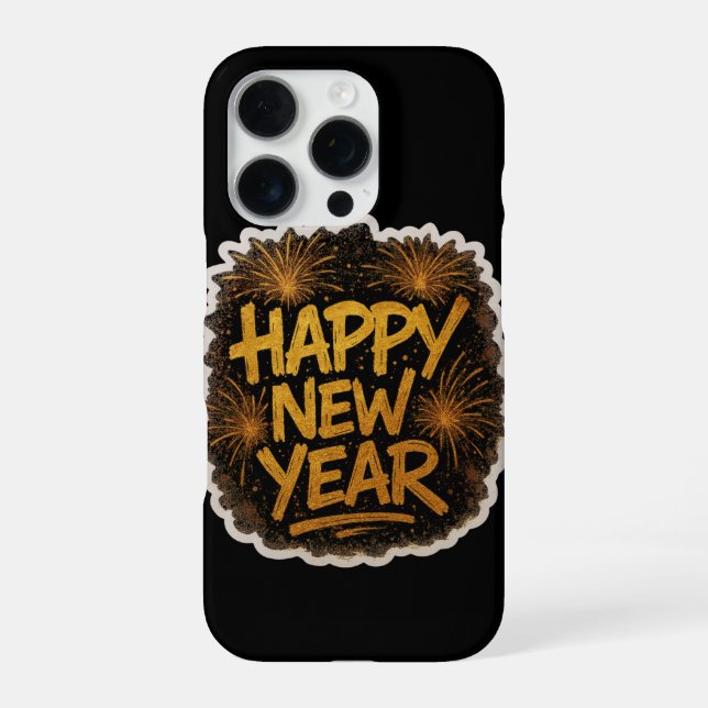 Radiant Graffiti-Style Happy New Year Explosion wi iPhone Case (Back)