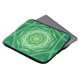 Radiant Green Spirograph Mandala Laptop Sleeve
