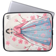 Radiant Hanbok Woman Embellished with Cherry Bloss
