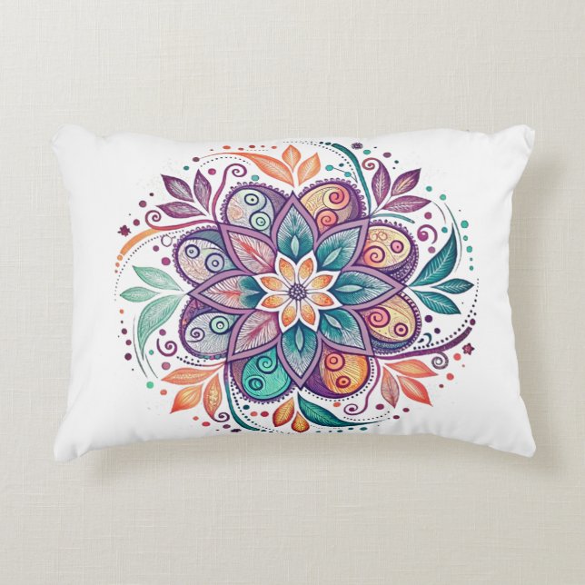 “Radiant Harmony Mandala" Accent Pillow (Front)