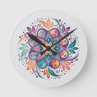 “Radiant Harmony Mandala" Round Clock