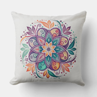 “Radiant Harmony Mandala" Throw Pillow