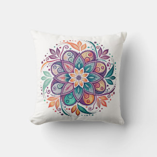 “Radiant Harmony Mandala" Throw Pillow