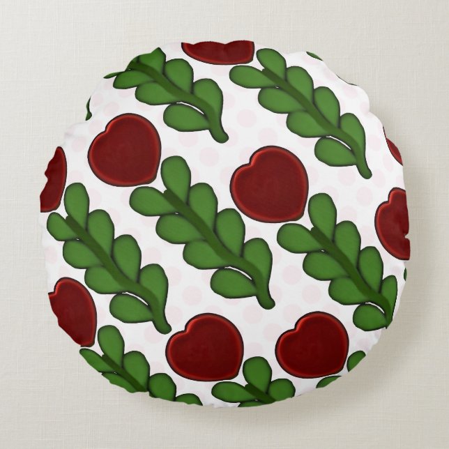  Radiant Heart Flower Botanical  Round Pillow (Front)