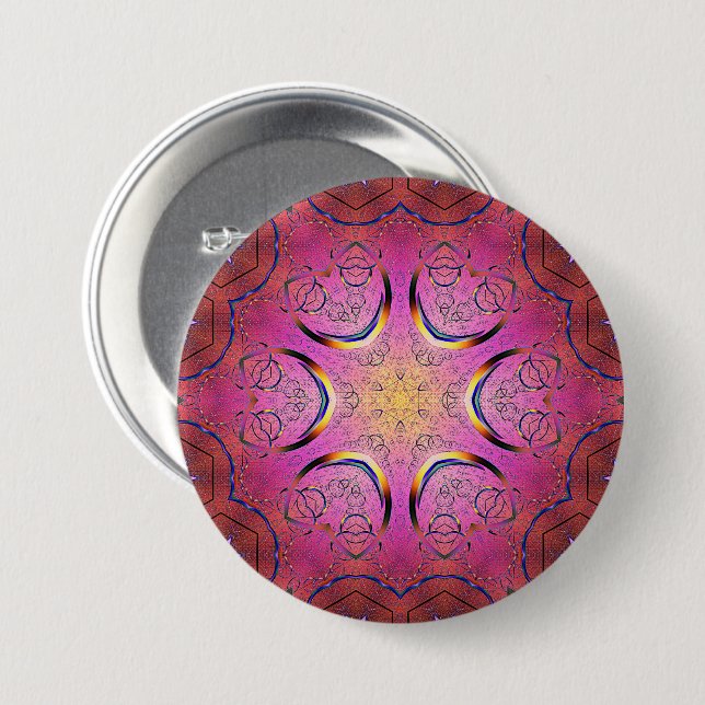 Radiant Heart Kaleidoscope 3 Inch Round Button (Front & Back)