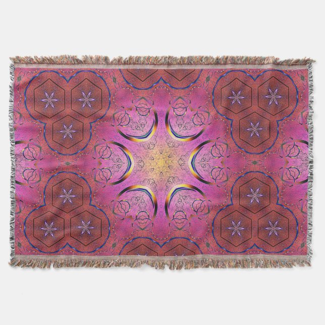 Radiant Heart Kaleidoscope  Throw Blanket (Front)