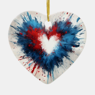 Radiant Heartburst Ceramic Ornament