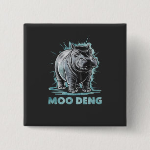Radiant Hippo Moo Deng 2 Inch Square Button