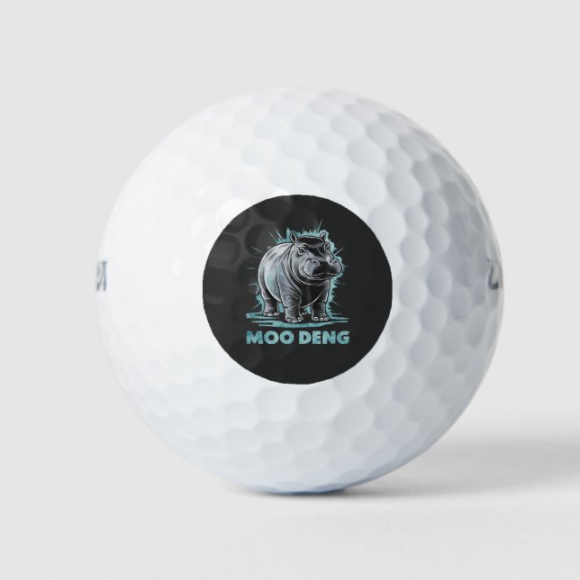 Radiant Hippo Moo Deng Golf Balls (Front)
