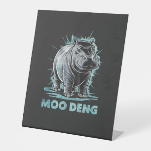 Radiant Hippo Moo Deng Pedestal Sign