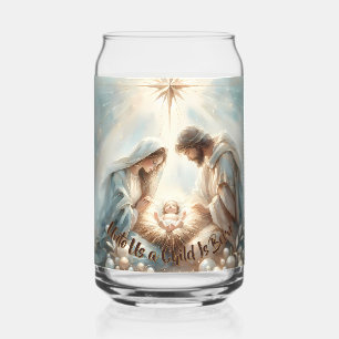 Radiant Holy Family Nativity Scene Can Glass