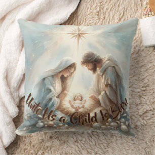 Radiant Holy Family Nativity Scene Throw Pillow