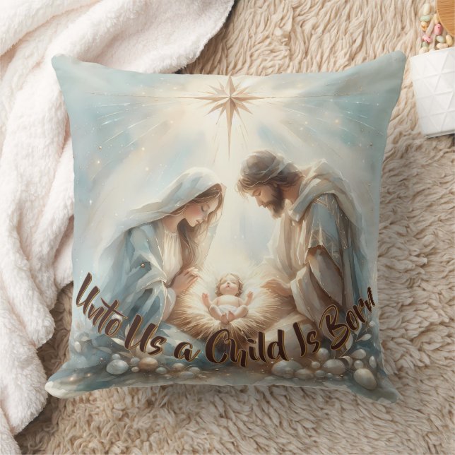 Radiant Holy Family Nativity Scene Throw Pillow (Blanket)