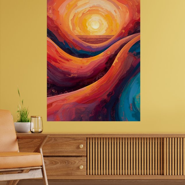 Radiant Horizon – Vibrant Abstract Sunset Painting Poster (Living Room 2)