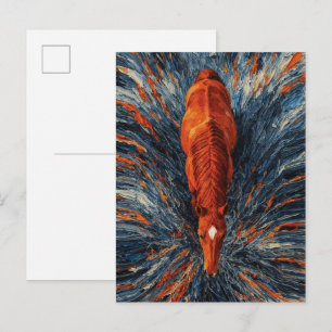 Radiant Horse Top View Vibrant Impasto Abstract Postcard