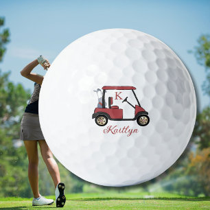 *Radiant in Red Custom Cart Name Monogram Golf Balls