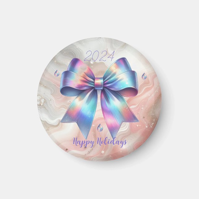 Radiant Iridescent Bow Year Accent Magnet (Front)