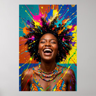 Radiant Joy Black Queen Paint Splash Pop Art Poster