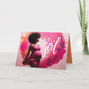 Radiant Joy: Vibrant It's a Girl Ethnic Pregnancy  Card