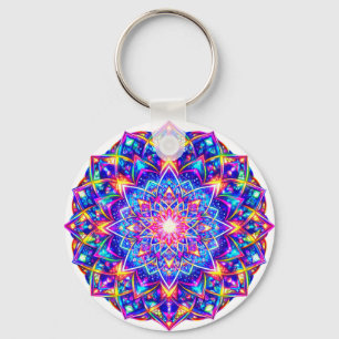 Radiant Kaleidoscope Mandala - Color Harmony Charm Keychain