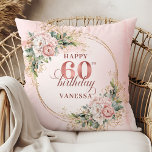 Radiant Light Pink Shimmering Design 60th birthday Throw Pillow<br><div class="desc">✅ For matching items search 36-60 in my collections ✅ Celebrate a special milestone with this elegant 60th birthday pillow featuring watercolor rose gold, dusty pink and blush pink flowers, eucalyptus greenery, and a shimmering gold frame. This boho floral design adds charm and warmth to any space. A beautiful keepsake...</div>
