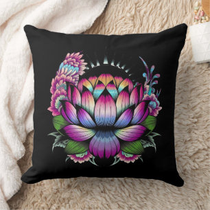 Radiant Lotus Blossom – Spiritual Harmony Throw Pillow