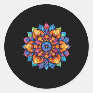 Radiant Lotus Mandala Festival Yoga  Classic Round Sticker