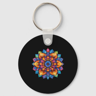 Radiant Lotus Mandala Festival Yoga Keychain
