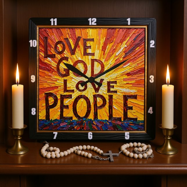 Radiant Love God Love People Art Square Wall Clock (Creator Uploaded)