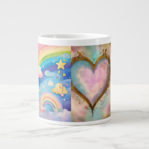 Radiant Love: Heart & Rainbow Fusion Cups