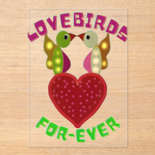 Radiant Lovebirds Heart Design  Acrylic Invitations