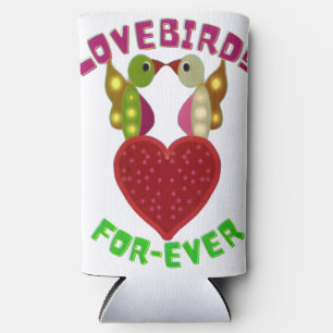 Radiant Lovebirds Heart Design  Seltzer Can Cooler