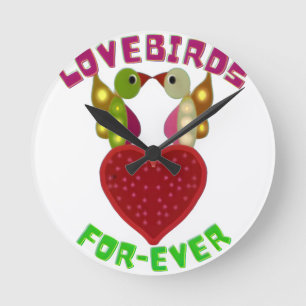 Radiant Lovebirds Heart Design Throw Pillow Round Clock