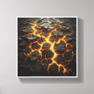 Radiant Magma Flow - Dramatic Cracked Lava Earth A Canvas Print