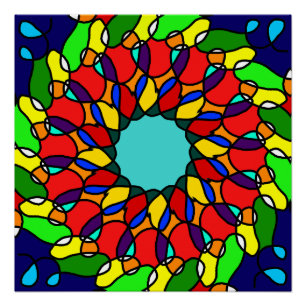 Radiant Mandala Art: Glossy, Colorful Wall  Poster