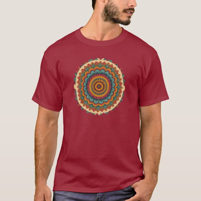 Radiant Mandala Boho Style Design T-Shirt (Front)