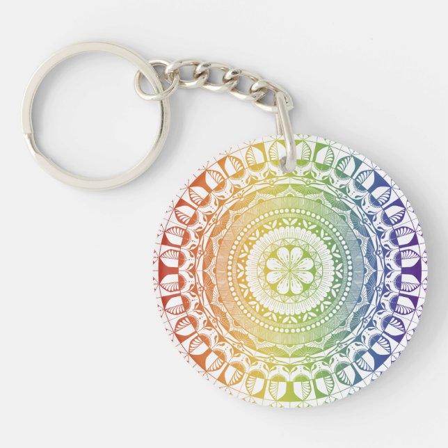 Radiant Mandala Spectrum Acrylic Keychain (Front)