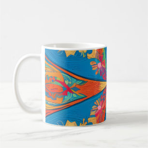 Radiant Mandala: Vibrant Symmetrical Fantasy Art Coffee Mug