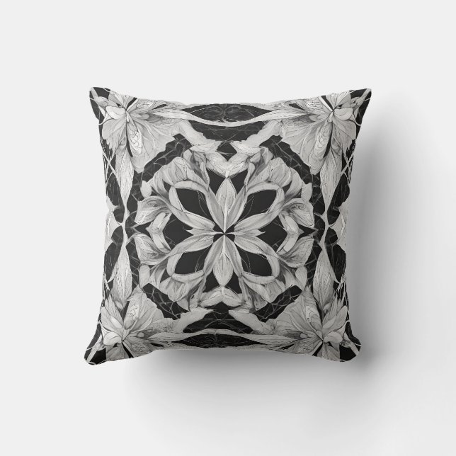 Radiant Mandala: Vibrant Symmetrical Fantasy Art Throw Pillow (Back)