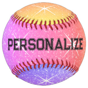 Radiant multi colour glitter custom softball desig