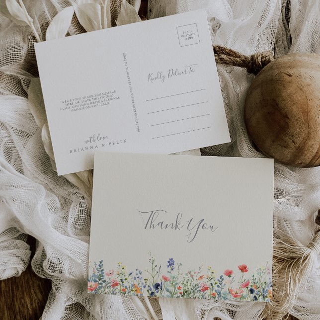 Radiant Multicolor Wildflower Thank You Postcard (Creator Uploaded)