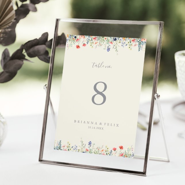 Radiant Multicolor Wildflower Wedding Table Number (Creator Uploaded)