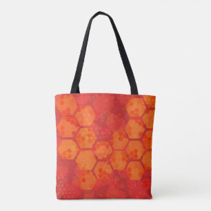 Radiant Orange Honeycomb Tote Bag