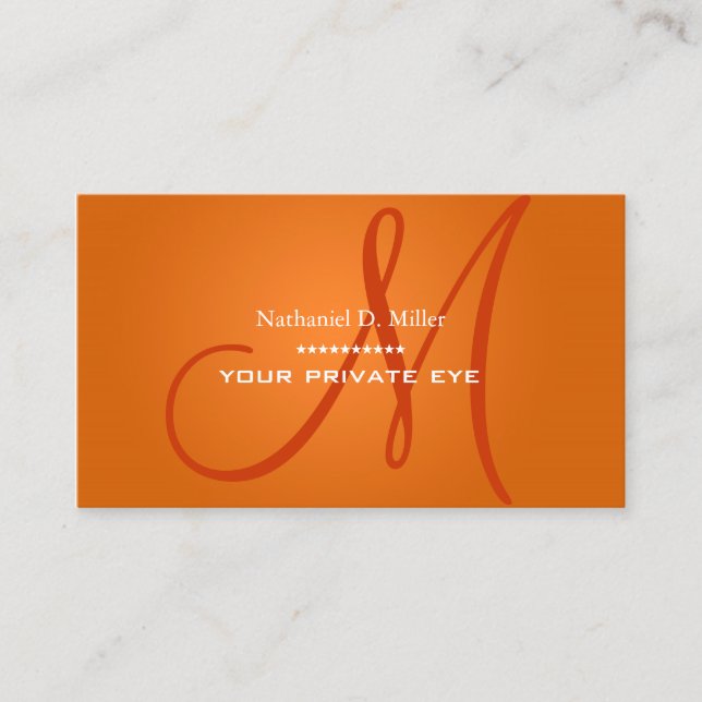 Radiant Orange Monogram Business Card (Front)