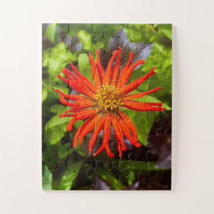 Radiant Orange Zinnia Floral Tribute to Alzheime Jigsaw Puzzle