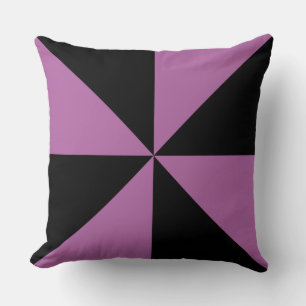 Radiant Orchid and Black Pinwheel Throw Pillow