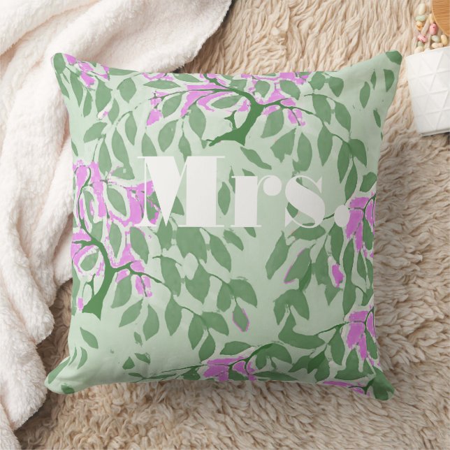 Radiant Orchid and Green Romantic Tree Wedding Throw Pillow (Blanket)
