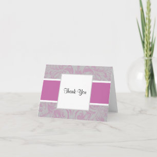 Radiant Orchid and Grey Posh Wedding Thank You Card