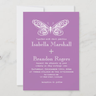 Radiant Orchid Butterfly Wedding Invitation