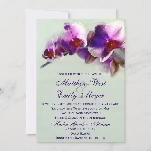 Radiant Orchid Painting Wedding Invitation (Front)